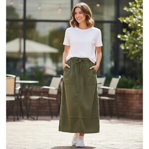 Supplies Maxi Skirt Womens 14 Cargo Utility Casual Minimalist Olive Green Long